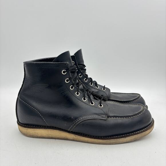 Red Wing 8130 Moc Toe Black Leather Boots Men\'s 13D Workwear USA Rare main image 13